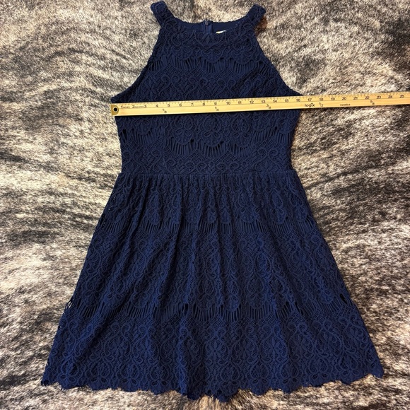 Altar’d State Navy Blue Dress, Crochet, Mesh Back Detail, Size Medium - Picture 4 of 7